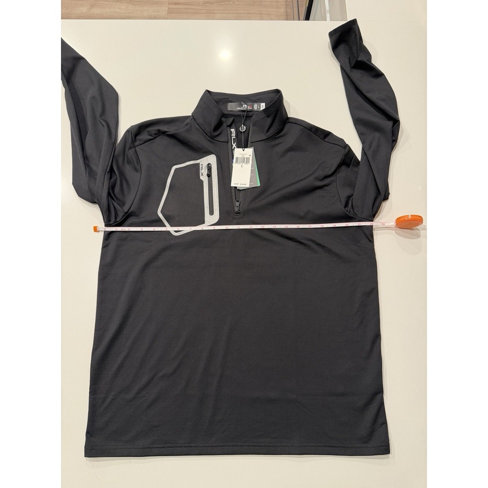 RLX Ralph Lauren Mens Quarter Zip Pullover Black Large Chest Zip Pocket NWT - Picture 6 of 13